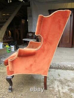 19th Century Wingback upholstered fireside Arm chair (ref 865)