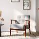 1 Seater Armchair Sofa Wood Frame Linen Fabric Accent Chair Fireside Lounge Seat