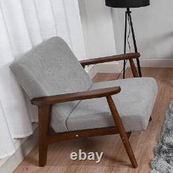 1 Seater Armchair Sofa Wood Frame Linen Fabric Accent Chair Fireside Lounge Seat