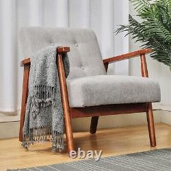 1 Seater Armchair Sofa Wood Frame Linen Fabric Accent Chair Fireside Lounge Seat