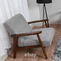1 Seater Armchair Sofa Wood Frame Linen Fabric Accent Chair Fireside Lounge Seat