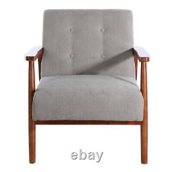 1 Seater Armchair Sofa Wood Frame Linen Fabric Accent Chair Fireside Lounge Seat