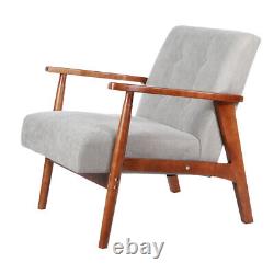 1 Seater Armchair Sofa Wood Frame Linen Fabric Accent Chair Fireside Lounge Seat