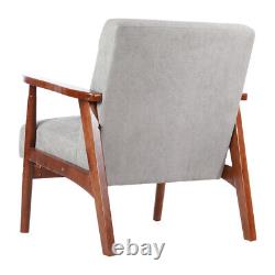 1 Seater Armchair Sofa Wood Frame Linen Fabric Accent Chair Fireside Lounge Seat
