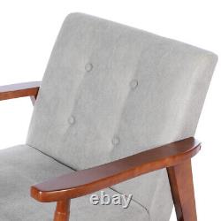 1 Seater Armchair Sofa Wood Frame Linen Fabric Accent Chair Fireside Lounge Seat