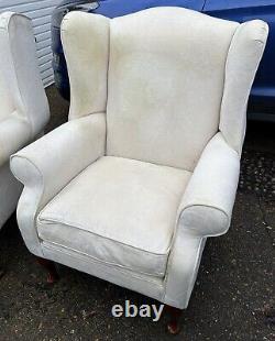 2 Laura Ashley Denbigh Wingback Fireside Armchairs Pair