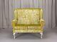 2 Seater High Back Sofa Chartreuse Fabric Wing Fireside Living Room Stud Couch