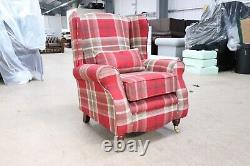 2 X Sherlock Wingback Fireside High Back Armchair Balmoral Red Check P&s