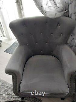 2chesterfield Classic Buttoned Wing Back Fireside Armchair Sofa Queen Anne Chair