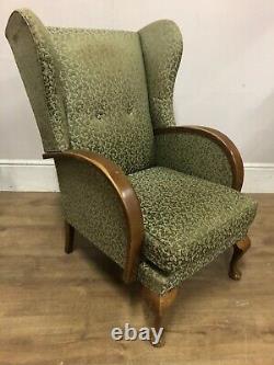 2x Vintage Bentwood Wingback Fireside Chairs