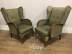 2x Vintage Bentwood Wingback Fireside Chairs