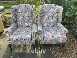 4- Vintage Upholstered High Quality-wingback-fireside -chairs