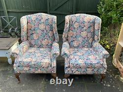 4- Vintage Upholstered High Quality-wingback-fireside -chairs