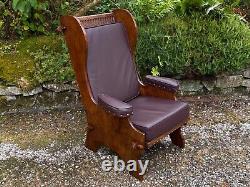 A Nigel Rupert Griffiths Oak Leather Fireside Easy Chair Wing Back Sofa Armchair