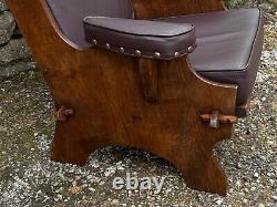 A Nigel Rupert Griffiths Oak Leather Fireside Easy Chair Wing Back Sofa Armchair