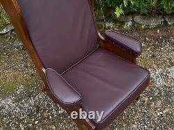 A Nigel Rupert Griffiths Oak Leather Fireside Easy Chair Wing Back Sofa Armchair