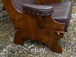 A Nigel Rupert Griffiths Oak Leather Fireside Easy Chair Wing Back Sofa Armchair