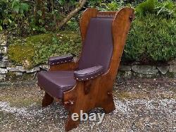 A Nigel Rupert Griffiths Oak Leather Fireside Easy Chair Wing Back Sofa Armchair