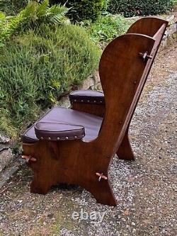 A Nigel Rupert Griffiths Oak Leather Fireside Easy Chair Wing Back Sofa Armchair