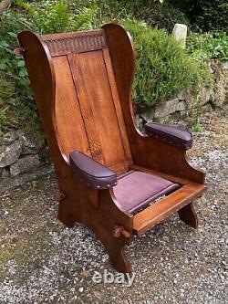 A Nigel Rupert Griffiths Oak Leather Fireside Easy Chair Wing Back Sofa Armchair