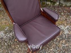 A Nigel Rupert Griffiths Oak Leather Fireside Easy Chair Wing Back Sofa Armchair