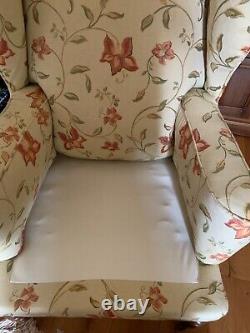 A Pair of Antique Queen Anne Style Wingback Fireside Chairs 18324 carved on leg