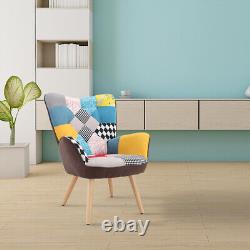 Accent Armchair Fabric Wing Back Button Back Accent Chair Padded Fireside Sofa