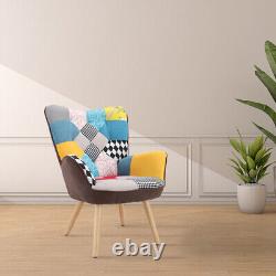 Accent Armchair Fabric Wing Back Button Back Accent Chair Padded Fireside Sofa