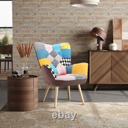Accent Armchair Fabric Wing Back Button Back Accent Chair Padded Fireside Sofa
