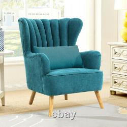 Accent Wing Back Armchair Sofa Chair Linen Upholstered Living Room Fireside Seat