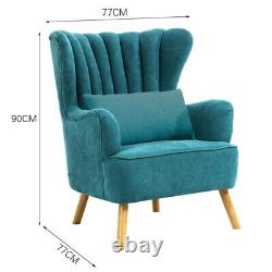 Accent Wing Back Armchair Sofa Chair Linen Upholstered Living Room Fireside Seat