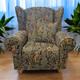 Accent Wing Back Fireside Chair Stunning William Morris Blue Tapestry Fabric