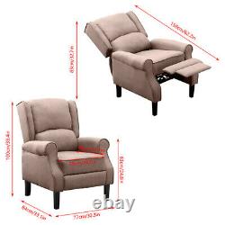 Adjustable Fabric Recliner Chair Armchair Sofa Wing Back Fireside Leisure Lounge