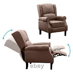 Adjustable Fabric Recliner Chair Armchair Sofa Wing Back Fireside Leisure Lounge