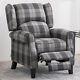Adjustable Velvet Tartan Fireside Armchair Wing Back Tub Sofa Chairs With Footrest