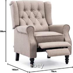 Althorpe Wing Back Fireside Recliner Fabric Bonded Leather Occasional Armchair