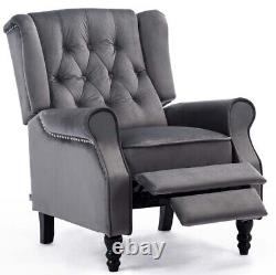 Althorpe Wing Back Recliner Chair Fabric Button Fireside Occasional Armchair