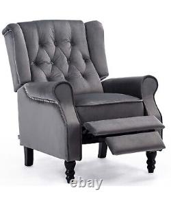 Althorpe Wing Back Recliner Chair Fabric Button Fireside Occasional Armchair