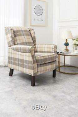 Althorpe Wing Back Recliner Chair Fabric Button Fireside Occasional Armchair