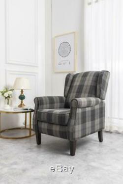 Althorpe Wing Back Recliner Chair Fabric Button Fireside Occasional Armchair