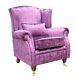 Amethyst Purple Fireside Queen Anne High Back Wing Chair Fabric Armchair Shimmer