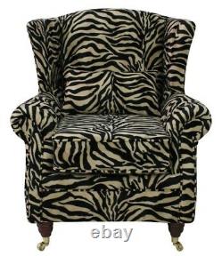 Antelope Gold Fireside Queen Anne High Back Wing Chair Accent Animal Print