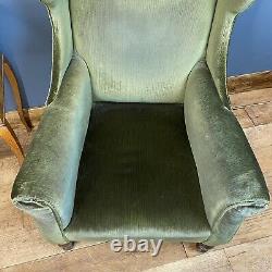 Antique Edwardian Armchair / Wingback Upholstered Chair/ Old Fireside Armchair