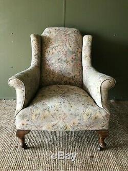 Antique Edwardian Country House Wingbacked Wingback Armchair Fireside Chair
