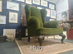 Antique Edwardian Oversized Wingback Fireside Chesterfield Chair