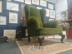 Antique Edwardian Oversized Wingback Fireside Chesterfield Chair