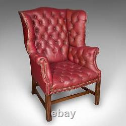 Antique Fireside Wing Back Armchair, English, Leather, Lounge Chair, Edwardian