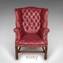 Antique Fireside Wing Back Armchair, English, Leather, Lounge Chair, Edwardian