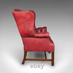 Antique Fireside Wing Back Armchair, English, Leather, Lounge Chair, Edwardian