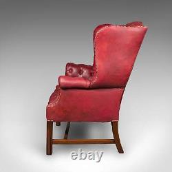 Antique Fireside Wing Back Armchair, English, Leather, Lounge Chair, Edwardian